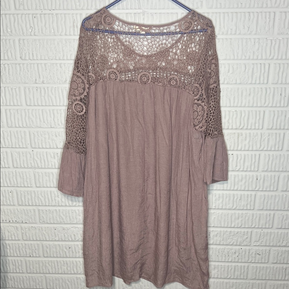 Indigo Rose Women's Long Sleeve Lace Dress in Mauve - Picture 2 of 3